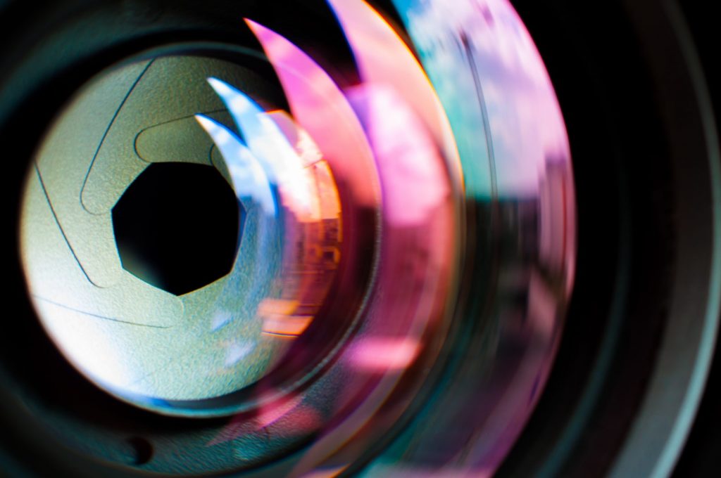 Colors refracted through camera lens